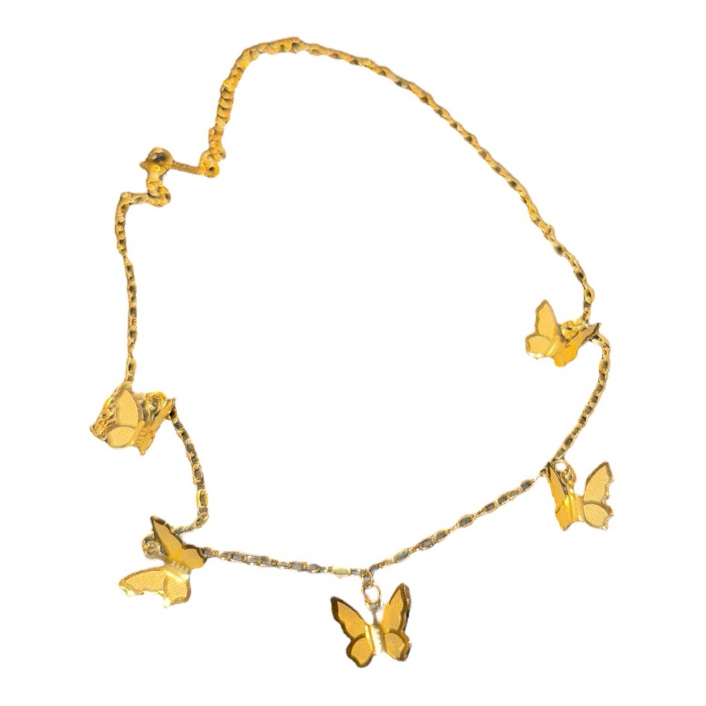 Gold Tone Butterfly Choker Measures 14” Marked S. Steel JB2